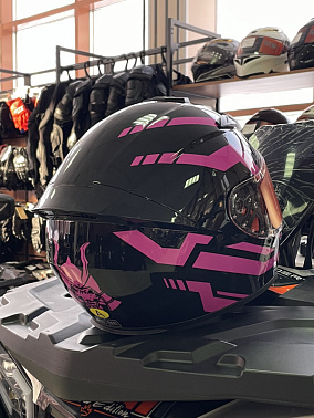 Шлем интеграл HETOSHI цв. Черный с розовыми вставками р.XL